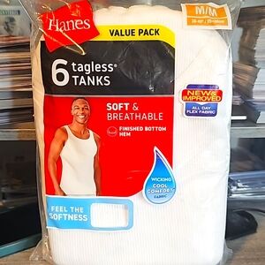 Hanes Tagless Tanks Tops Size M 6 pack